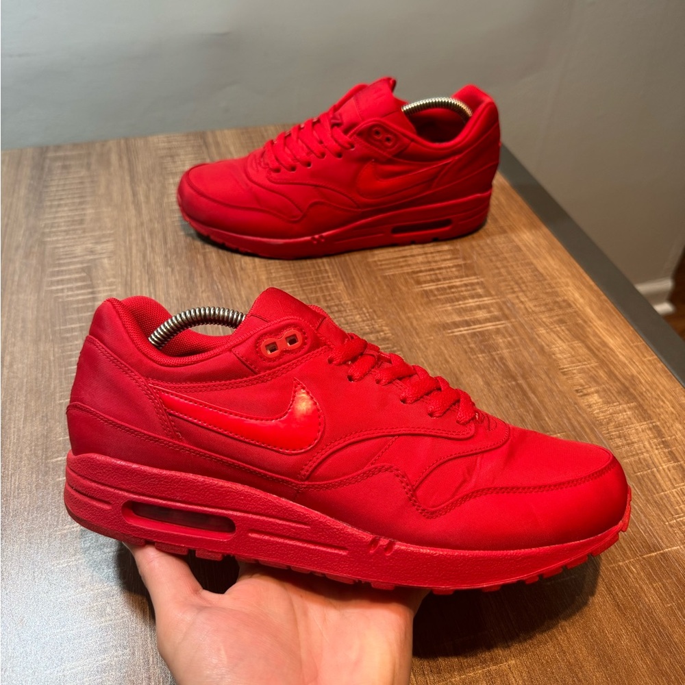 Nike Air Max 1 Sz 8.5 Attack Pack Red‎ 308866-600 Powerwall Shoes Sneakers